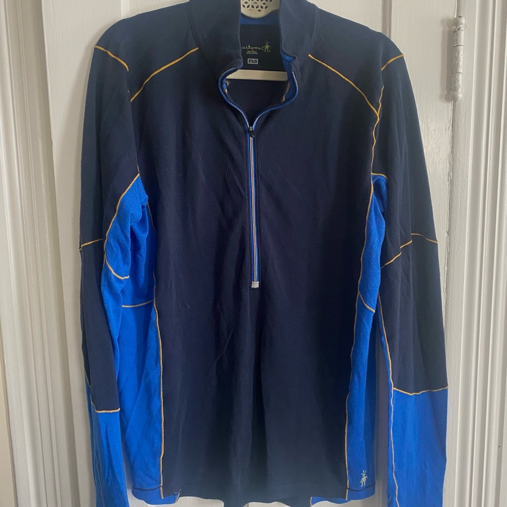 Smartwool Navy and Royal Blue Quarter-Zip Top